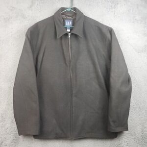 Vintage Y2K Gap Bomber Jacket Mens 2XL Black Wool Blend Quilted Lined Full Zip